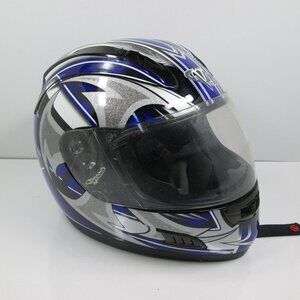 VEGA Altura Motorcycle Full Face Helmet Blue, Black Metalflake Silver  Size S